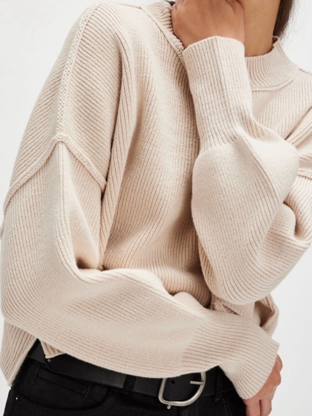 Free People Easy Street Crop Sweater Oatmeal Size Small